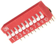 DeLOCK DIP Slide Switch 10-Digit 2.54 mm Grid Mass THT Angled Red Pack of 2