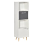 3 Tier Bookcase withDoors White Wooden Bookshelf Display Cabinet