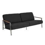 Brafab Naos 2,5-sits soffa rostfritt stål/teak natur och dynor tyg grå