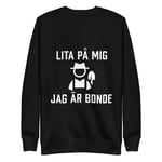 Sweatshirt med texten "Lita på mig jag är bonde" Small / Grå