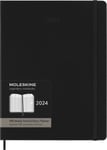 Kalender Moleskine 2024 Hard XL Pro Uke Vert Sort