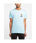 Moschino Mens Teddy Bear Logo T-Shirt in sky - Sky Blue Cotton - Size 2XL