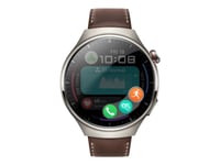 Huawei Watch 4 Pro - Titan - smart klocka med rem - läder - mörkbrun - handledsstorlek: 140-210 mm - display 1.5" - 32 GB - Wi-Fi, LTE, NFC, Bluetoot