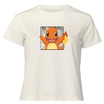 Pokémon Pokédex Charmander #0004 Women's Cropped T-Shirt - Cream - XXL