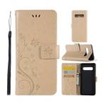 Butterfly läder Samsung Galaxy S10 fodral - Guld Guld