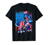 4th of July Dinosaur T Rex American Flag Independence Day T-Shirt