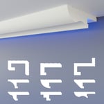 Heximo - Profilé de joint d'ombre led Moulures, éclairage indirect xps Polystyrene Plafond sec: 20.4 mètres / 12 barrettes, HLED-22 - 134x37 mm (de)