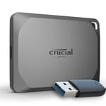Crucial X9 Pro 4To Disque SSD Externe Portable avec USB-A Adaptateur, Jusqu’à 1050Mo/s en lecture et en écriture, Résistance à l’eau et à la poussière IP55, USB-C 3.2 - CT4000X9PROSSD902
