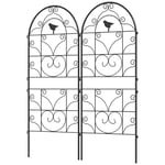 Metallspaljé Set med 2 för pluggning av rostfri spaljé med fågeldesign för klätterväxter 50 x 120 cm Spaljé för krukväxter Plant