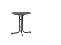 SIEGER Table Pliante avec Plateau, Plaque décorative Mecalit-Pro et Structure Tubulaire en Acier, Gris Fer/Ardoise Anthracite