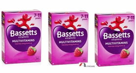 3x Bassetts Vitamins Multivitamin 7-11 Years - Raspberry 30