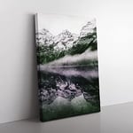 Big Box Art Oeschinen Lake in Switzerland Painting Canvas Wall Art Print Ready to Hang Picture, 76 x 50 cm (30 x 20 Inch), White, Grey, Blue, Olive, Green, Black
