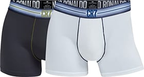 CR7 Cristiano Ronaldo Men's 2 Pack Trunks Micro Boxer Shorts , Grey, White, M