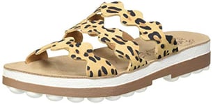 FANTASY SANDALS Femme S9012 Waves Slide Sandal, Leopard Moka, 36 EU