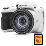 KODAK Pixpro Astro Zoom AZ425 Digital Camera Bridge, 42X Optical Zoom, 24mm Wide Angle, 20 Megapixels, LCD 3, Full HD 1080p Video, Li-ION Battery – White