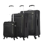 TOTTO - Jeu de valises Souples Travel Lite - Couleur Noire - Trois Tailles de valises - Roues 360 - Sécurité TSA - Doublure en Polyester, Noir, Travel