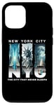 Coque pour iPhone 13 New York City Skyline et Liberty Moonlight City ne dort jamais
