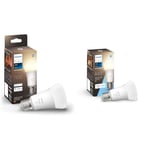 Philips Hue New White Smart Light Bulb 75W - 1100 Lumen (E27 Edison Screw) with Bluetooth. & White A60 Smart LED Light Bulb [E27 Edison Screw] for Home Indoor Lighting with Amazon Echo and Alexa
