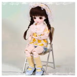 BJD Doll, 1/6 SD Dolls 26CM /10.2Inch Ball Jointed Doll DIY Toys with Full Set Clothes Shoes Long Kinky Curly Hair Wig Makeup, Best Gift for Girls