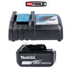 Makita Genuine DC18RC 7.2 - 18V Li-Ion Fast Charger + 1 x BL1860 6Ah Battery