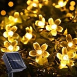 Solcellsslinga Utomhus Körsbärsblommor Fairy 50 LED 2 Lägen Vattentät Trädgård Uteplats Jul Inomhus/Utomhus