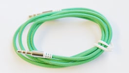 rhinocables 1m Braided Coloured Jack 3.5mm Audio Cable Auxiliary Stereo Lead, CAR AUX UNIVERSAL, Mobile Phone, Apple, Tablet, Laptop, Headphones (Green)