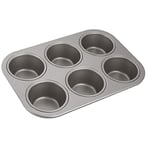Judge JB13 Non-Stick Cupcake/Muffin Tin with 6 Large Cups, Dishwasher Safe 27cm x 18cm x 3cm - 5 Year Guarantee