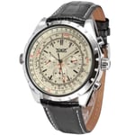 Automatisk mekanisk urban herr läder armband klocka kalender datum display