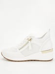 V by Very Lace Up Wedge Trainer, White, Size 8, Women