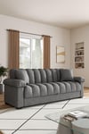 Grey Flannelette Striped Convertible Sleeper Sofa Bed Recliner with Two Pillows