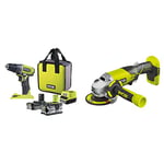 RYOBI - Duo perceuse & meuleuse 115mm sans fils 18Volt ONE+ avec batterie 2 & 4Ah