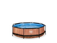 Exit Exit Toys Wood Pool, Frame Pool 300x76cm, swimming pool (brown, with filter pump)