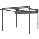Pergola Paviljong Ca. 3,5x3m Aluminium Stabil Vintertät Solskydd med Justerbart Skjuttak Fristående Trädgård Gazebo Uteplats Bal