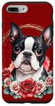 Coque pour iPhone 7 Plus/8 Plus Adorable chien Boston Terrier floral aquarelle