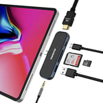 OBERSTER Hub USB C pour iPad Pro, Hub USB C 6 en 1 avec HDMI 4K, PD 100W, USB 3.0, Prise Casque 3,5 mm, Emplacement SD/TF Compatible avec iPad Pro 2020/2019/2018, MacBook Pro/Air, Windows