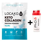 Keto Collagen Powder Protein Shake Vanilla 300G + PhD Shaker DATE SEPT/2022