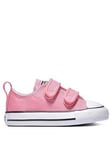 Converse Infant Girls Easy-On Velcro Canvas Ox Trainers Trainers - Pink, Pink/White, Size 8 Younger