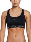 Nike Women's Fusion Logo Tape Fitness Racerback Bikini Top-Black, Black, Size M, Women