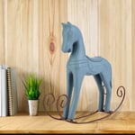 Desktop Rocking Horse Toy Exquisite Rocking Horse Craft Ornament Light Blue