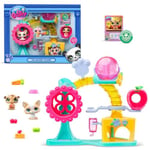 Bandai - Littlest Pet Shop - Coffret Fun Factory - Ensemble de Jeu avec 2 Animaux, décor et Accessoires - Licence Officielle - Coffret Jouet Animaux Mignons - BF00519
