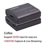 Boîtier d'enregistrement vidéo statique pour jeu PC,streaming en direct,carte de capture en boucle,micro intégré,sortie audio,4K,HDMI vers USB 2.0,3.0 - Type USB 3.0 Loop Coffee