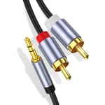 BIGBIG WON Audio Cable, RCA to Jack 3.5, Jack Cable 3.5, Jack to RCA 3.5 mm, RCA Cable 3.5 mm Jack Male to 2 RCA Male Additional Stereo Y Splitter Audio Cable with Gold-Plated Metal