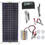 Panneau de charge solaire 12V à 220V 30W, onduleur solaire 220W, Kit de chargeur de batterie pour Camping randonnée 10A