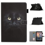 LMFULM® Case for Amazon Kindle Fire HD 10 2015/2017/ 2019 (10.1 Inch) PU Magnetic Leather Case Protective Shell Holster with Sleep/Wake Stand Case Flip Cover Black Cat