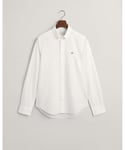 Gant Mens Slim Fit Long Sleeve Poplin Shirt - White - Size 2XL