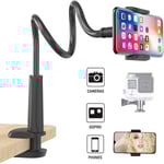 Webcam-stativ för mobiltelefon med universal 1/4 tum skruvar, flexibel arm, 360 graders rotation, skrivbords- och sängfäste, gåsnakke