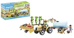 Playmobil 71442 Country: Tractor with Trailer and Water Tank, fresh harvest on t