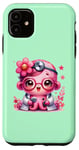 Coque pour iPhone 11 Fond vert avec mignon pieuvre Docteur en rose