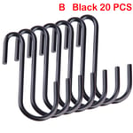 10/20/30pcs S Shaped Hook Clasps Hooks Storage Rack Black 2.4inches-b 20 Pcs