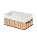 Compactor - Panier de Rangement Déco en Bambou, tissu intérieur amovible, ambiance Spa, idéal pour décoration et organisation de la salle de bain, cuisine, armoire chambre, dressing, étagère bureau